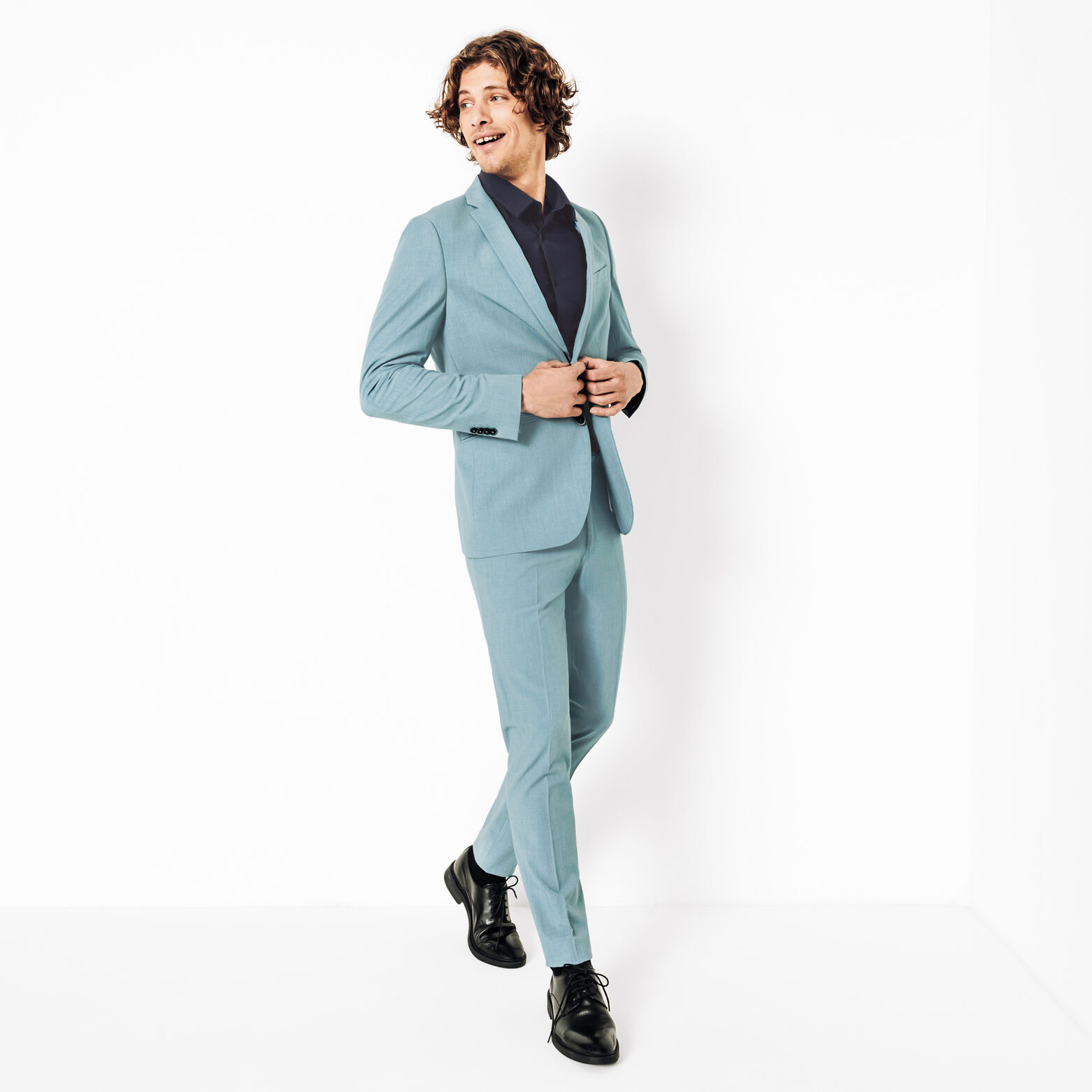 Slim effen hemd in gerecyclede polyamide