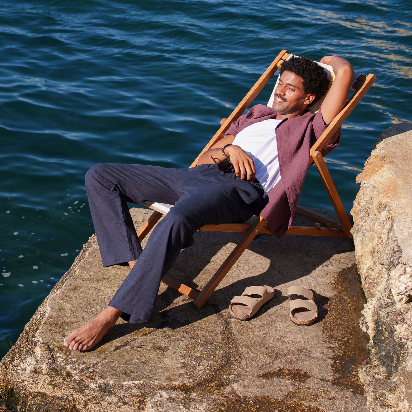 Loose fit broek, elastische tailleband in getextur