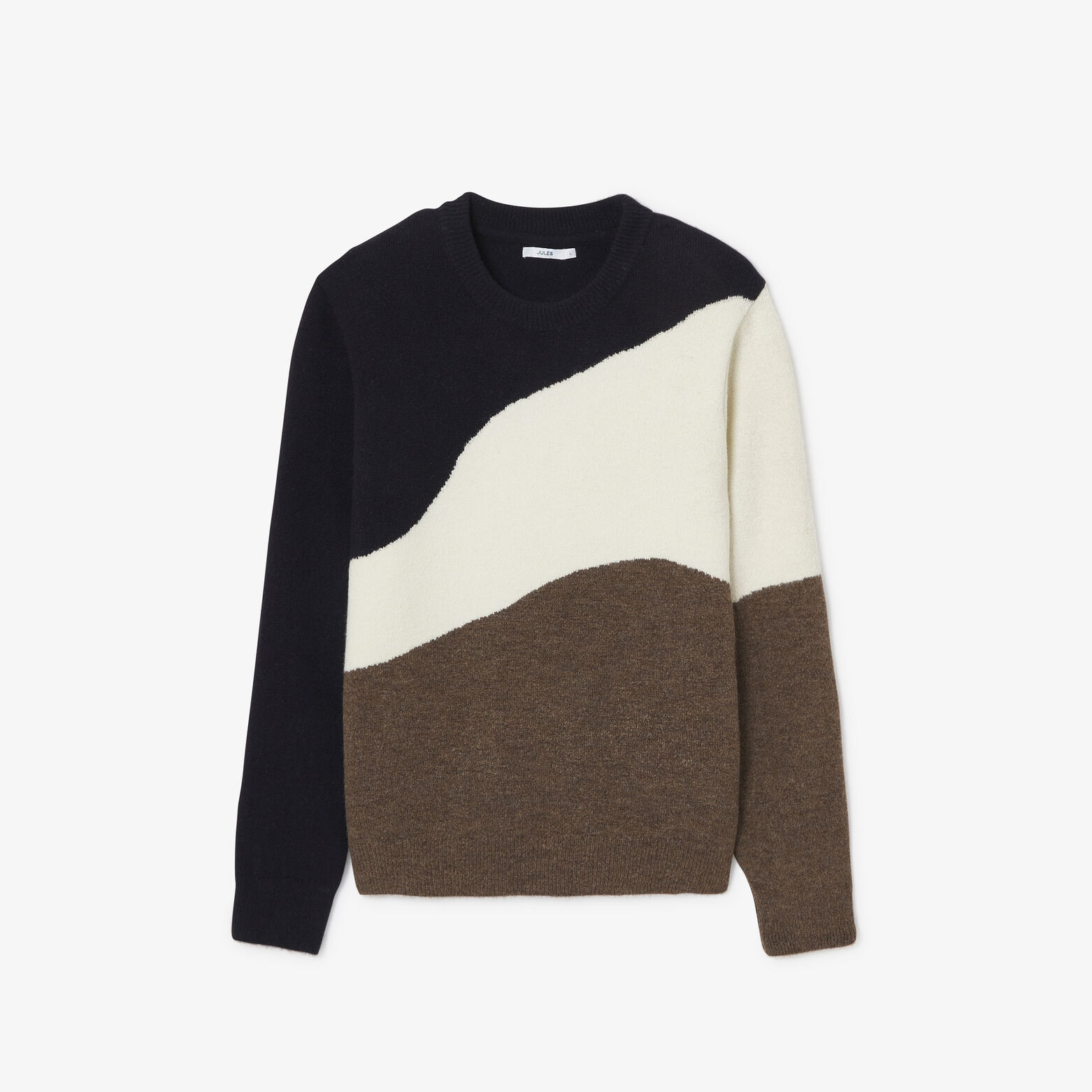 Pull col rond jacquard paysage