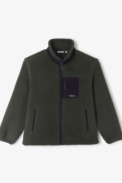 Veste zipp&eacute;e en sherpa contrast&eacute;e