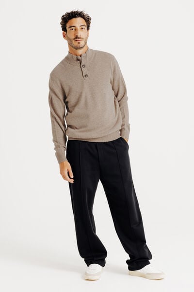 Pull col montant boutonn&eacute; lambswool