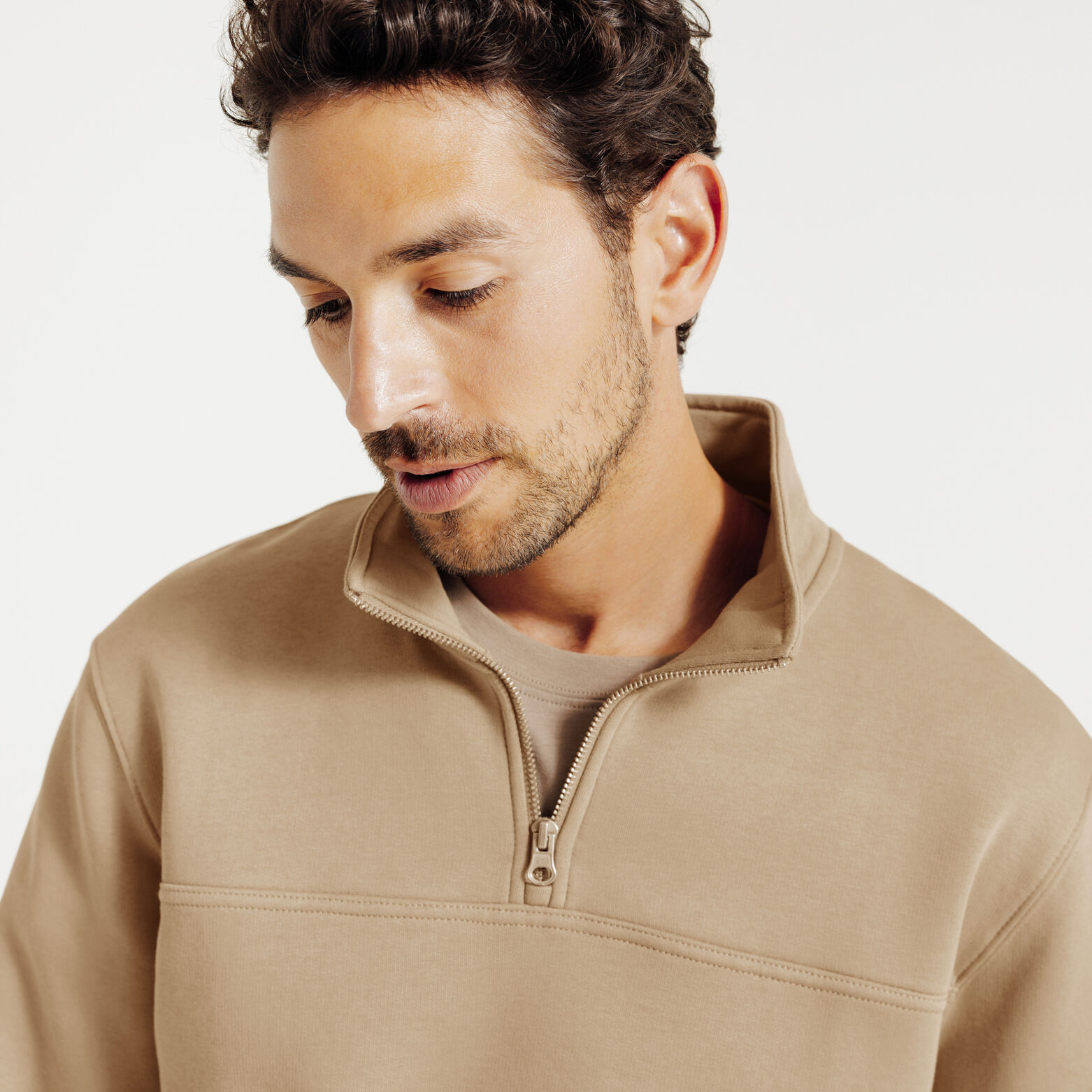 Sweat col montant zipp&eacute; uni