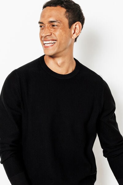 Pull col rond jeux de points fantaisie