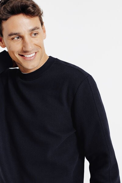 Sweat col rond gaufr&eacute;