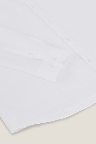 Chemise en coton seersucker ray&eacute;e