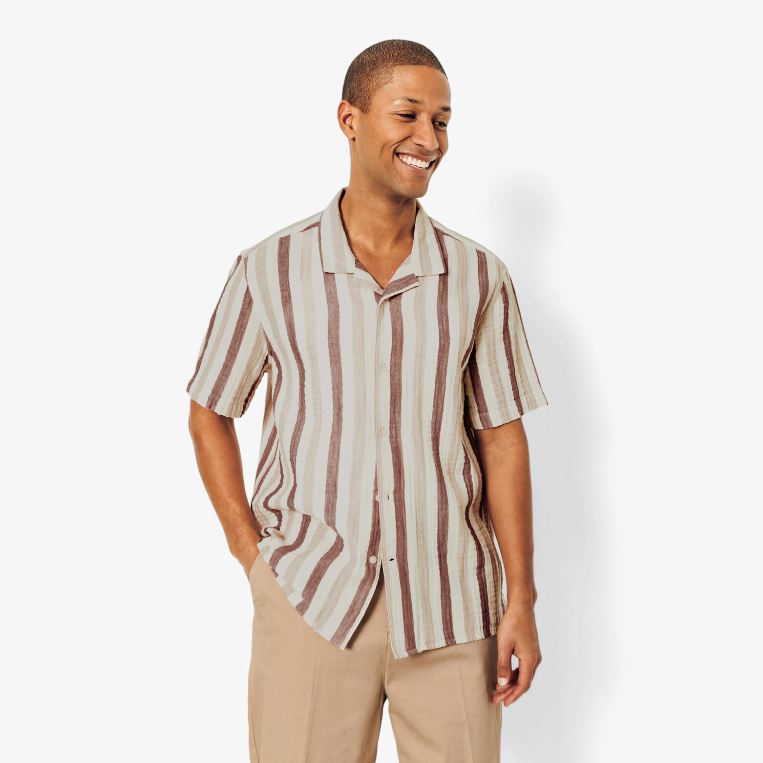 Chemisette en gaze de coton ray&eacute;e