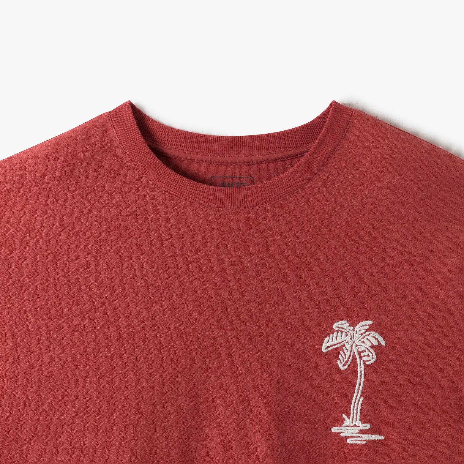 Tee shirt mati&egrave;re fantaisie broderie palmier