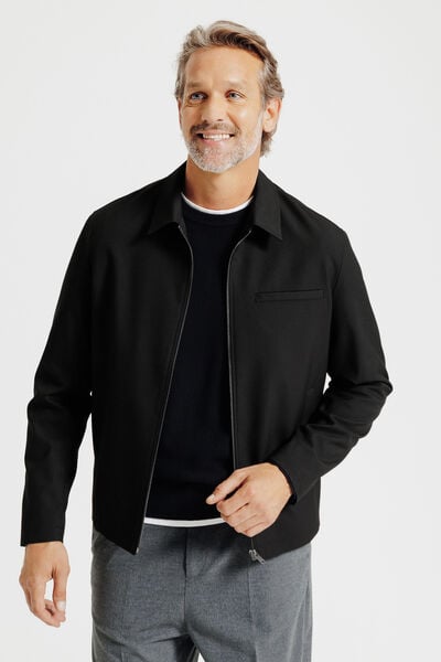 Veste zipp&eacute;e col chemise