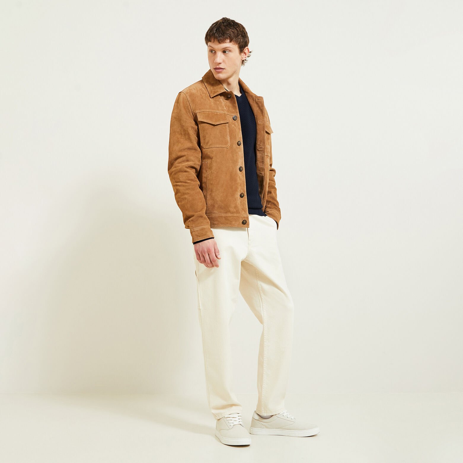 Gem&ecirc;leerde fantasie trui met ronde hals