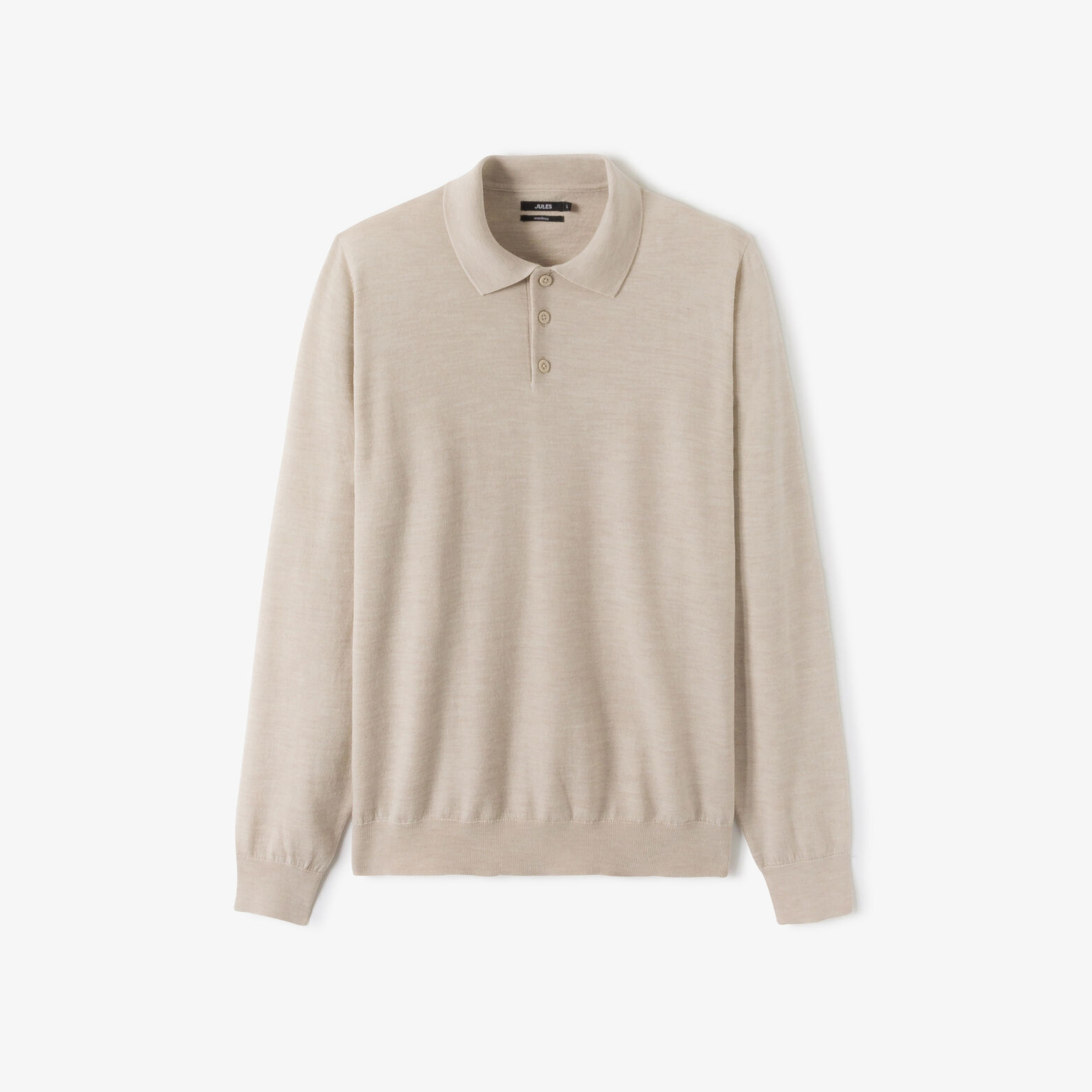 Polo en maille col boutonn&eacute; m&eacute;rinos