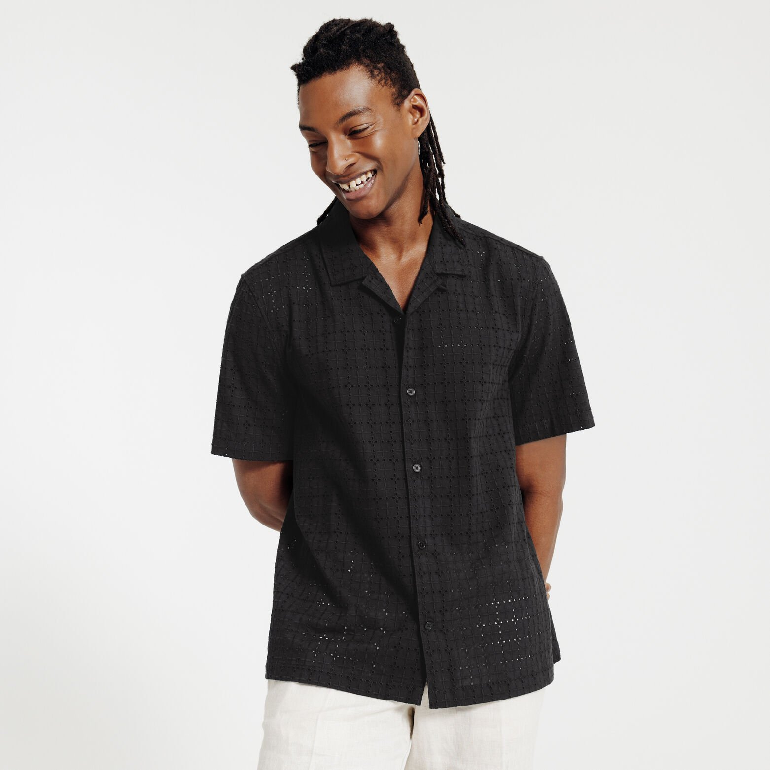 Chemisette regular en coton broderie anglaise