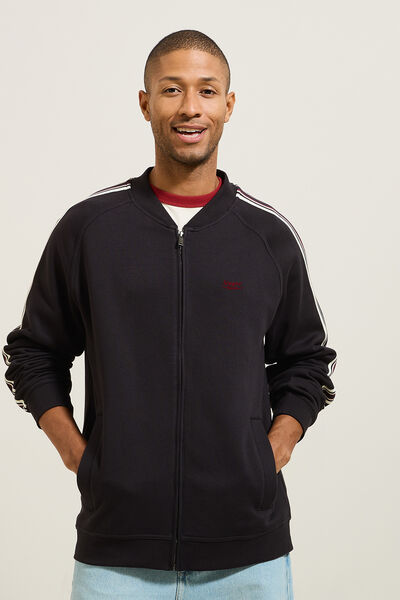 Sweater met rits en mouwstrepen