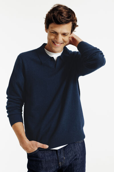 Polo en maille m&eacute;rinos cachemire