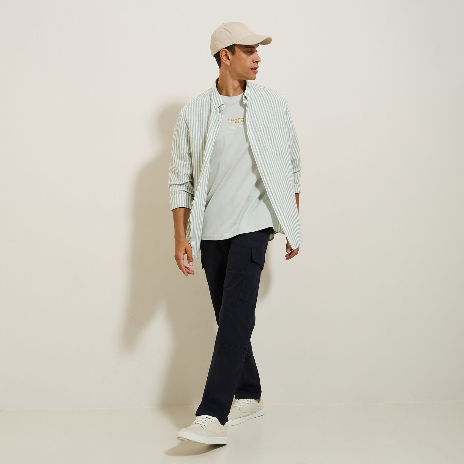 Tee shirt col rond imprim&eacute; en coton