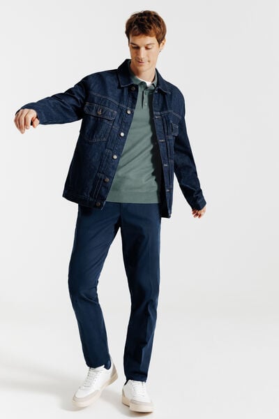 Polo en maille col boutonn&eacute; jeux de points