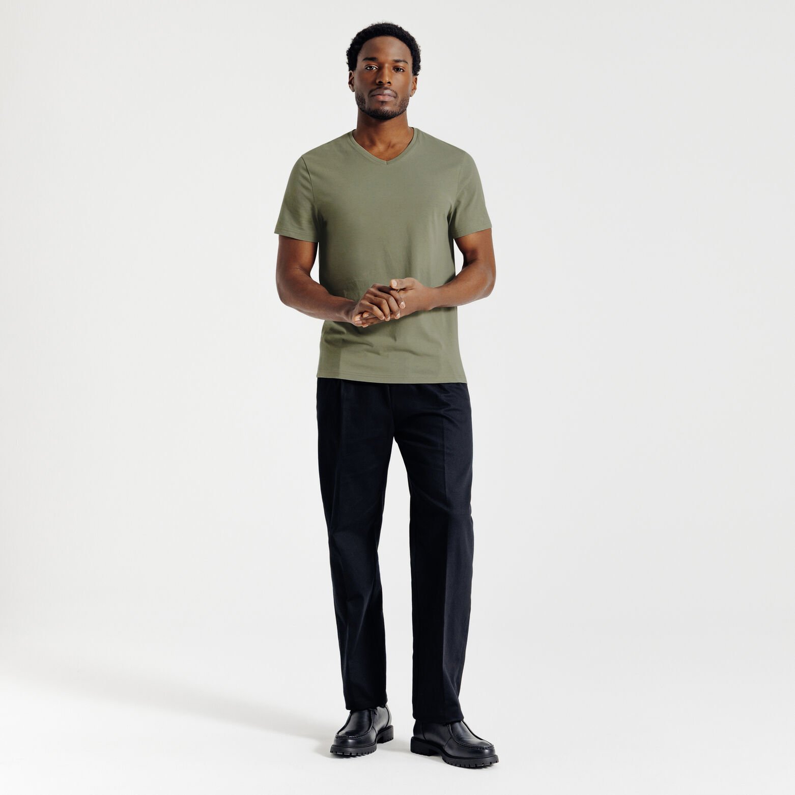 Tee shirt col V en coton