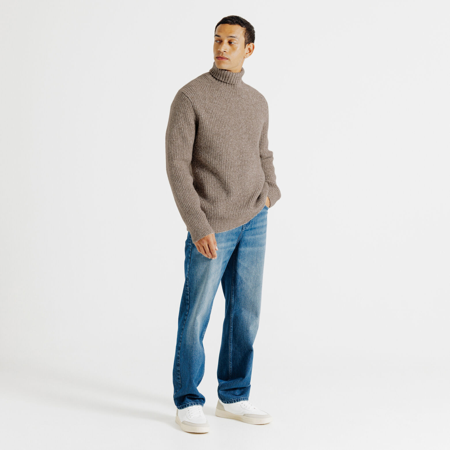 Trui rolkraag in tweed