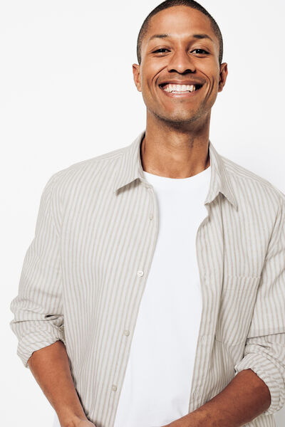 Chemise en coton lin ray&eacute;e