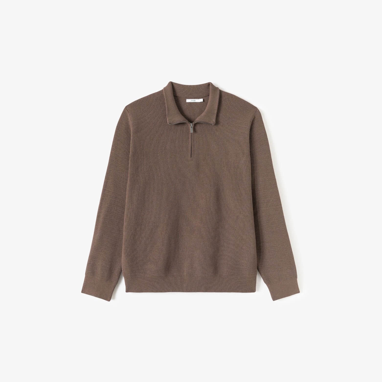 Pull col montant zipp&eacute; gaufr&eacute;