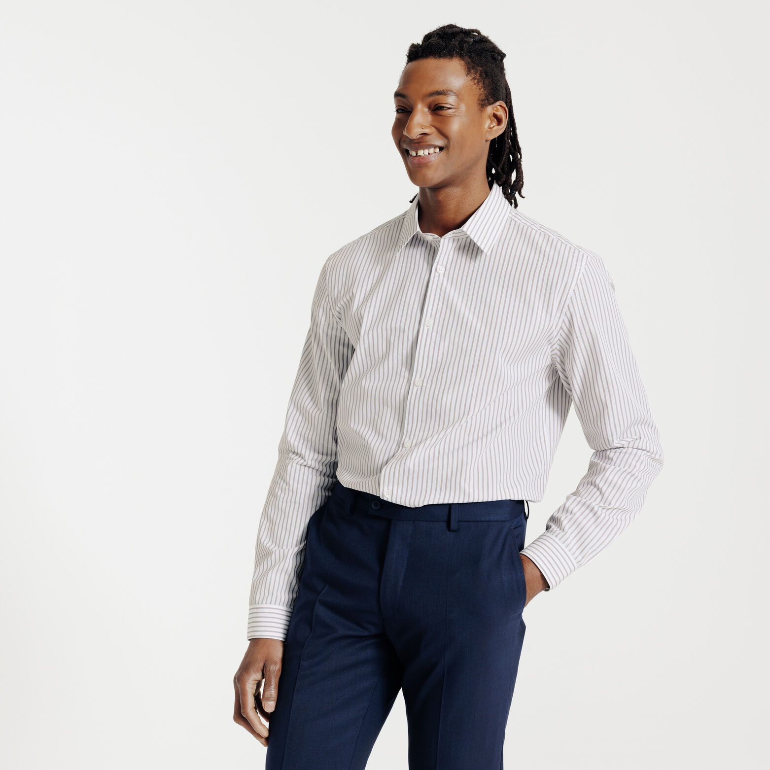 Chemise regular ray&eacute;e en coton