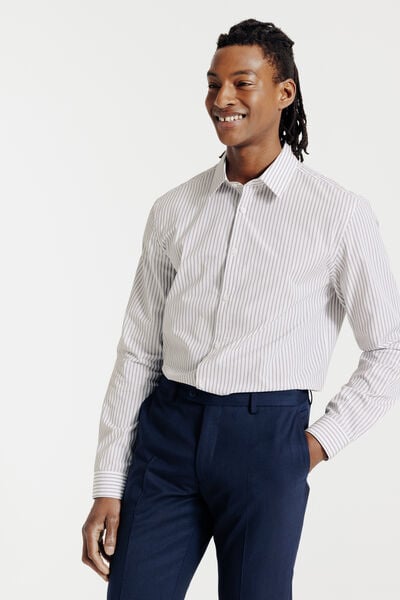 Chemise regular ray&eacute;e en coton