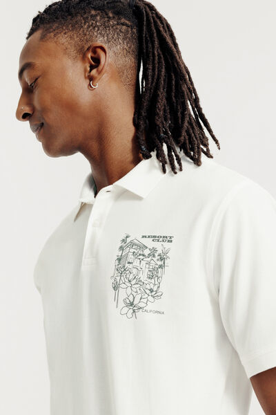 Polo manches courtes imprim&eacute; devant dos