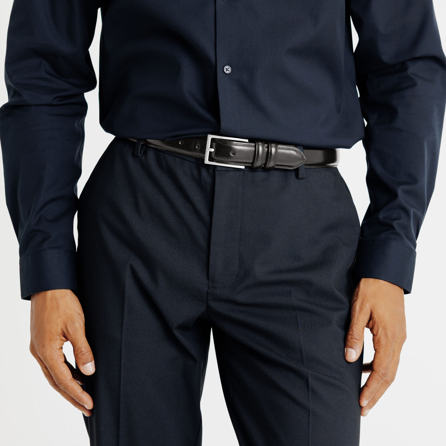 Ceinture en cuir double passant