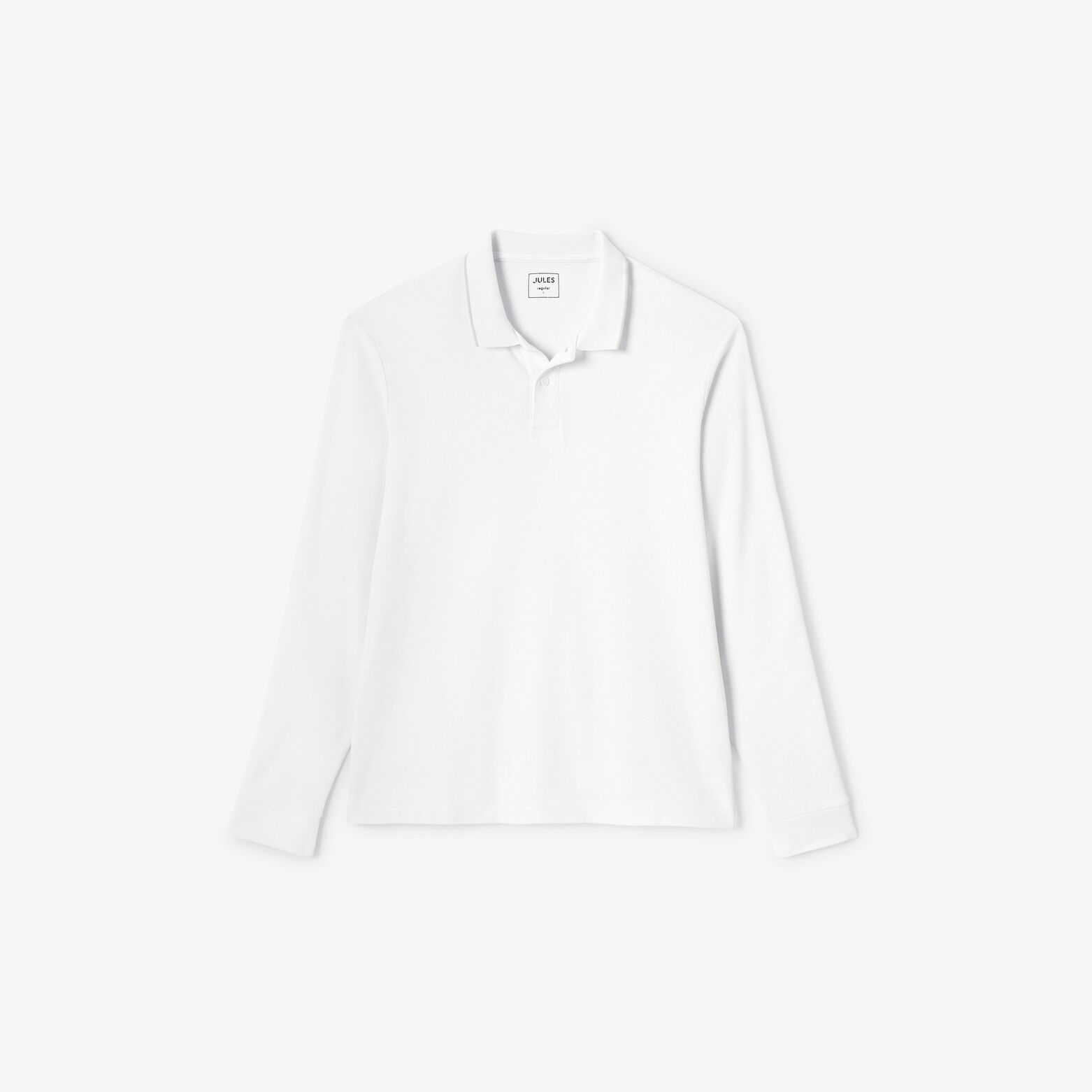 Effen polo in piqu&eacute;katoen, met lange mouwen