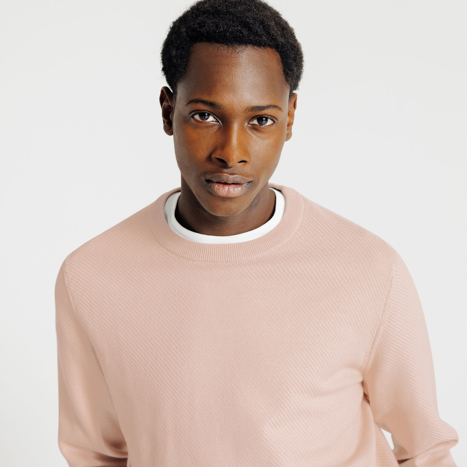 Trui ronde hals in fantasie-stekenpatroon