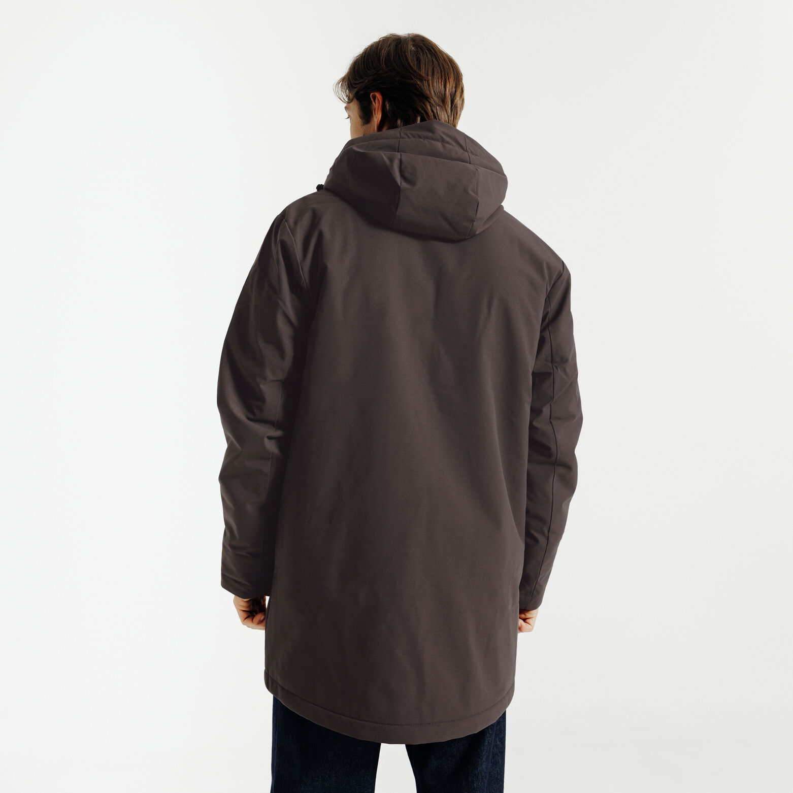 Parka longue &agrave; capuche doubl&eacute;e en sherpa