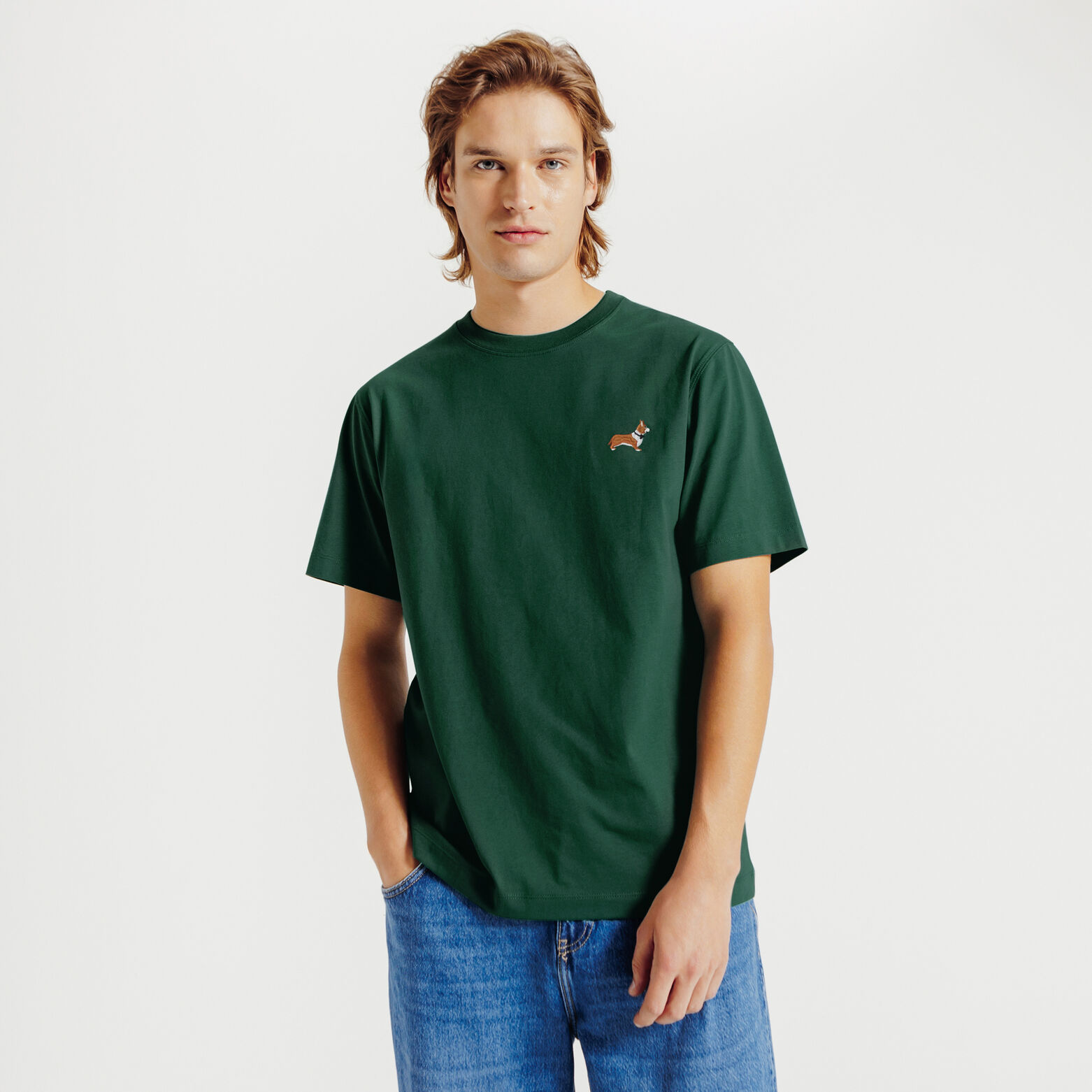 Tee shirt brod&eacute; poitrine en coton