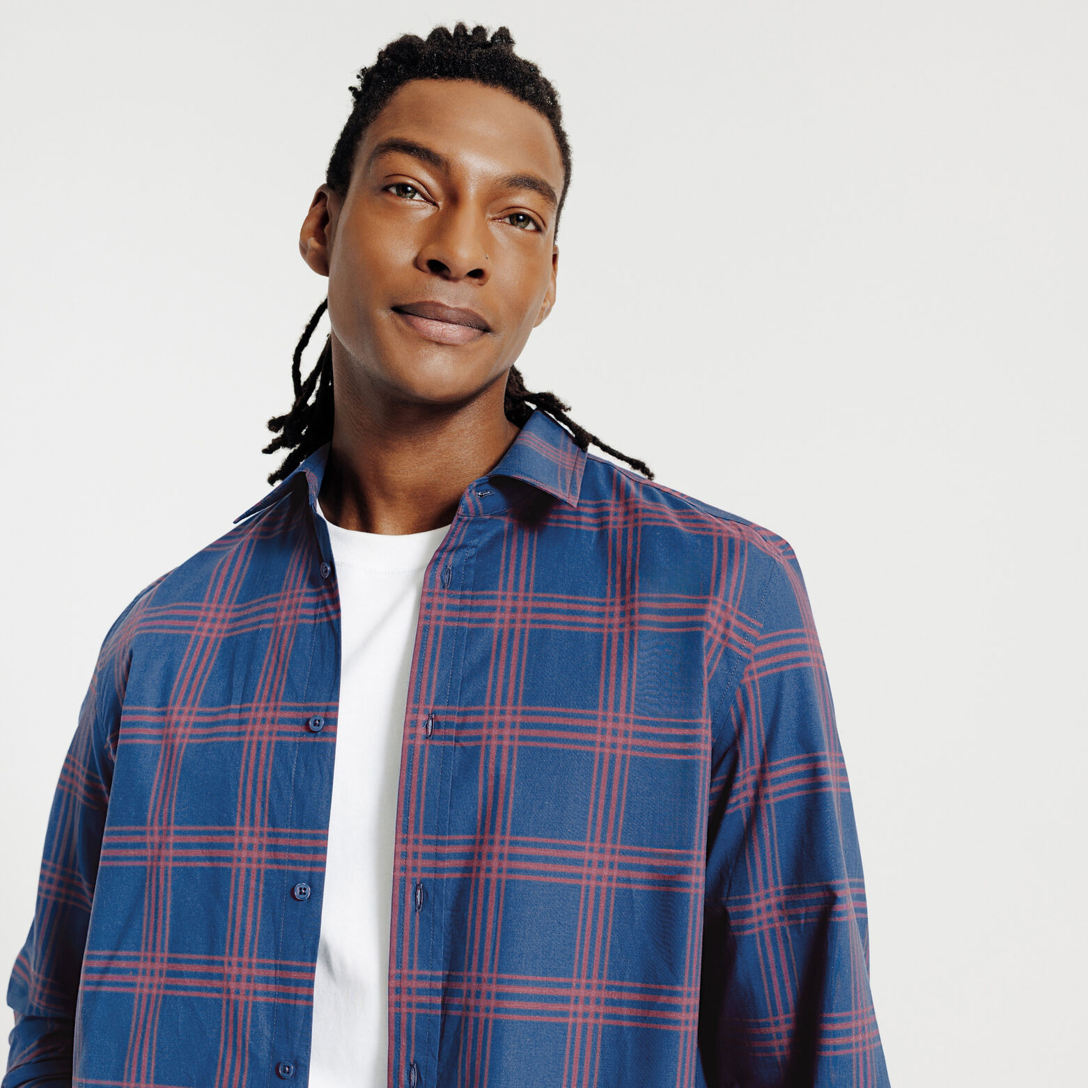 Chemise regular &agrave; carreaux en coton