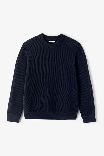 Pull col rond jeux de points fantaisie