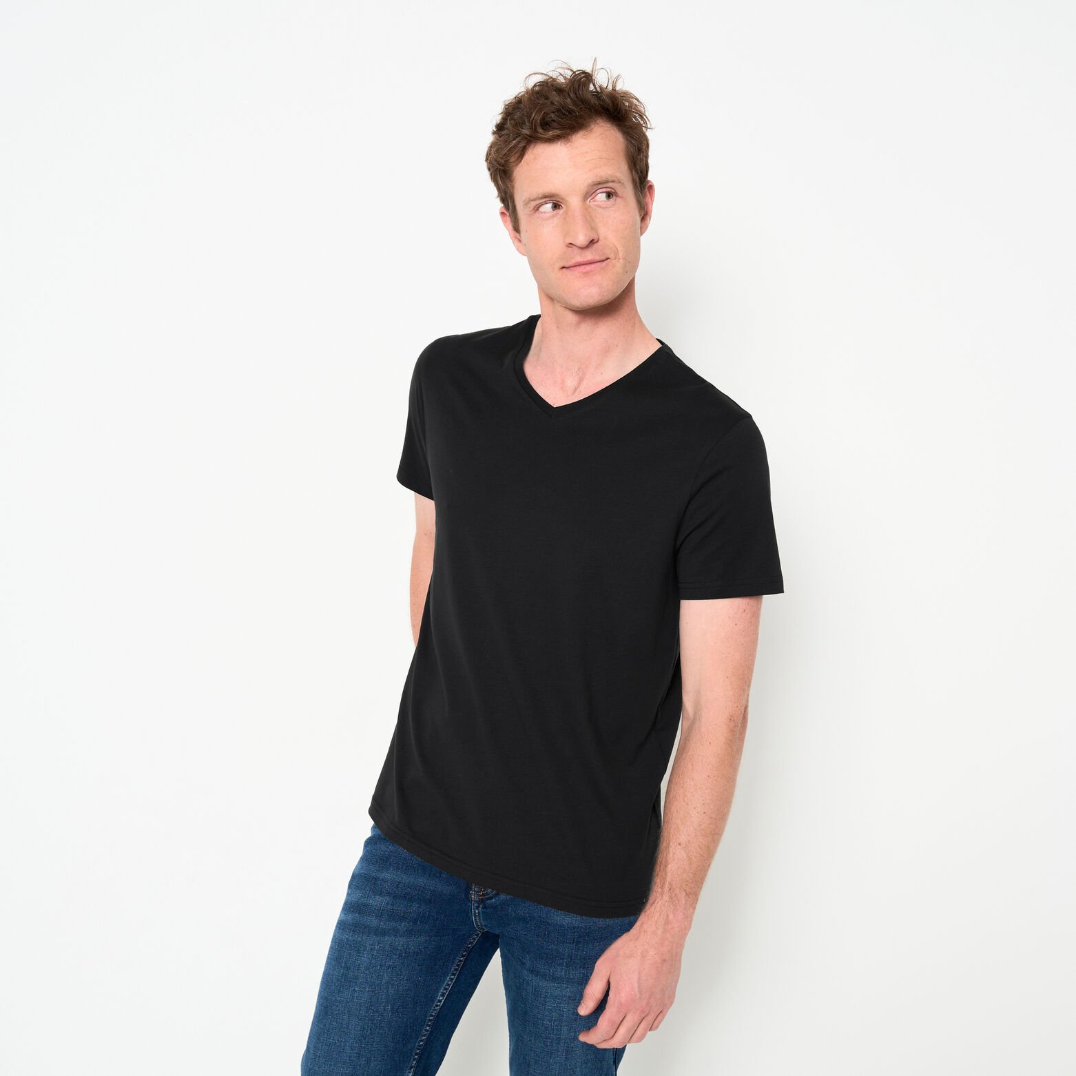 Tee shirt col V en coton