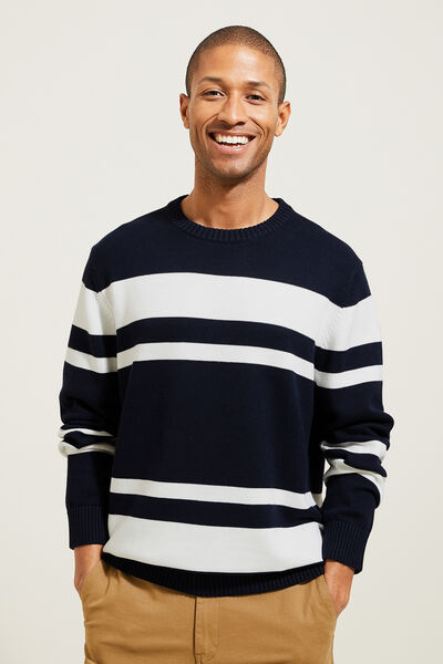 Gestreepte trui met ronde hals