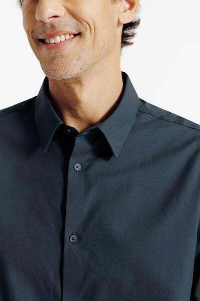 Chemise slim unie coton repassage facile
