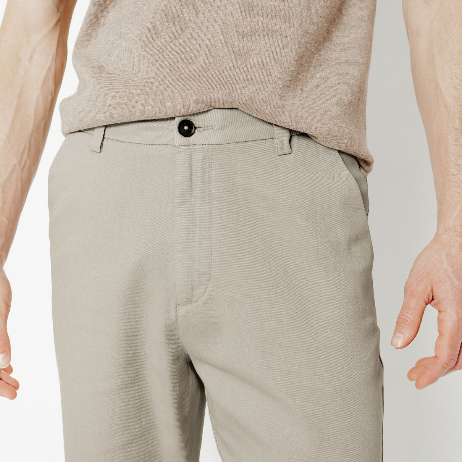 Loose fit chinobroek in katoen en linnen