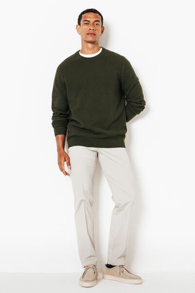 Pull col rond jeux de points fantaisie