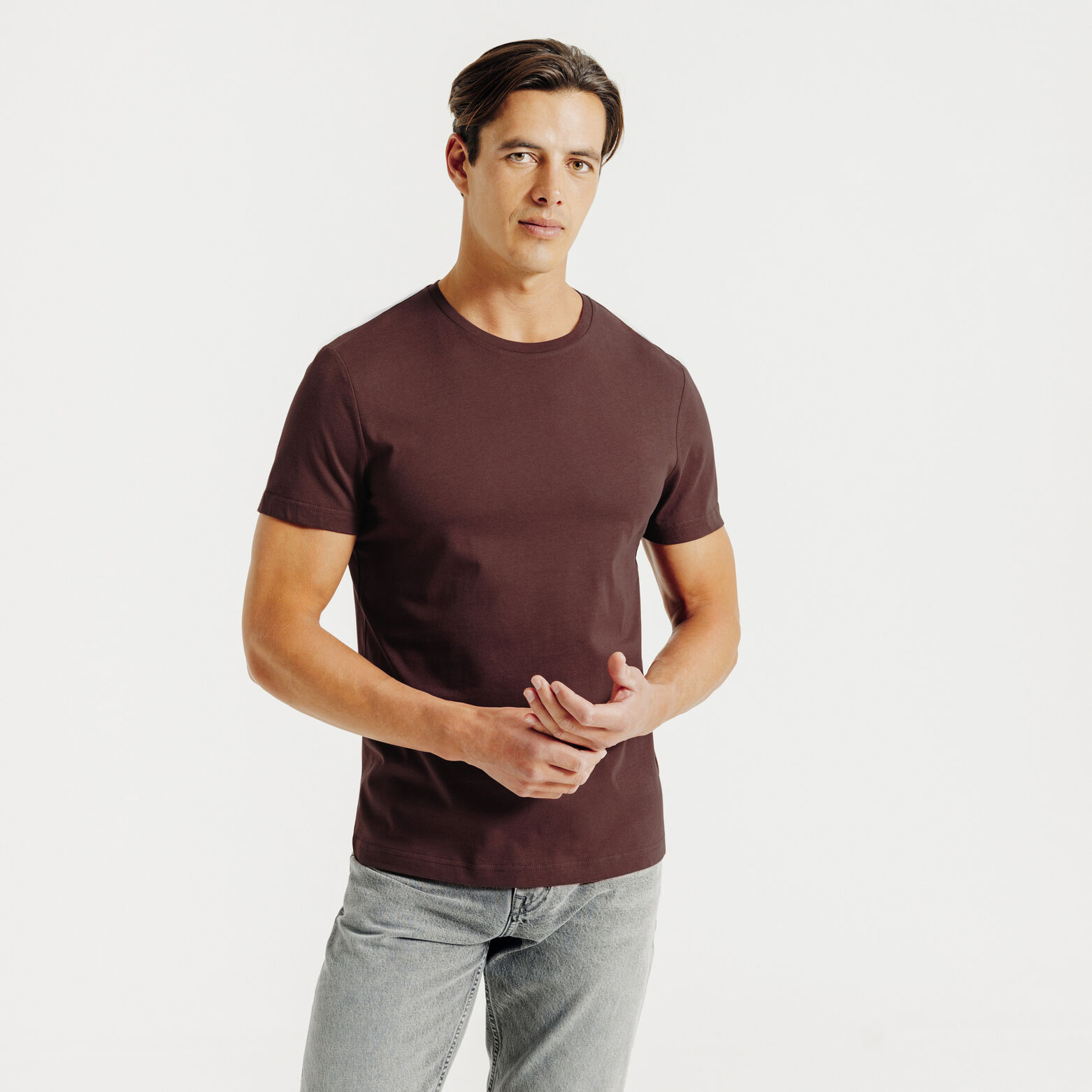 Tee shirt en coton col rond basique