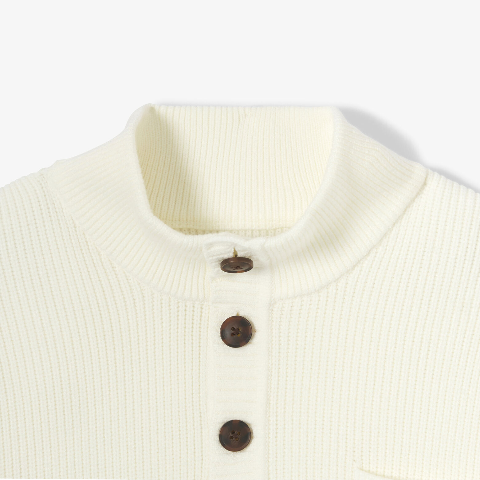 Pull col montant boutonn&eacute; poche poitrine