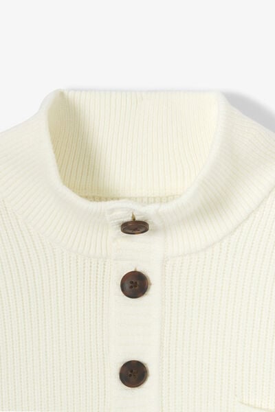 Pull col montant boutonn&eacute; poche poitrine