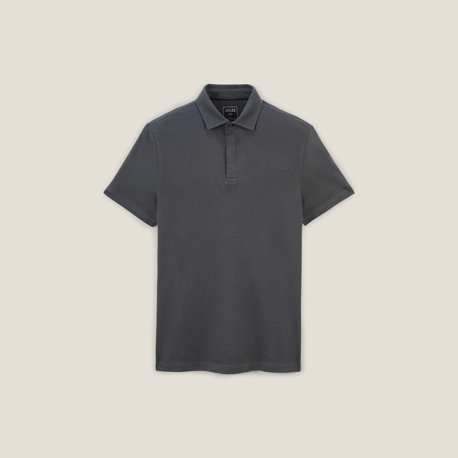 Polo manches courtes slim uni col italien