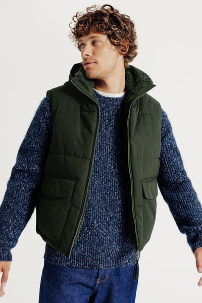 Doudoune sans manche &agrave; capuche