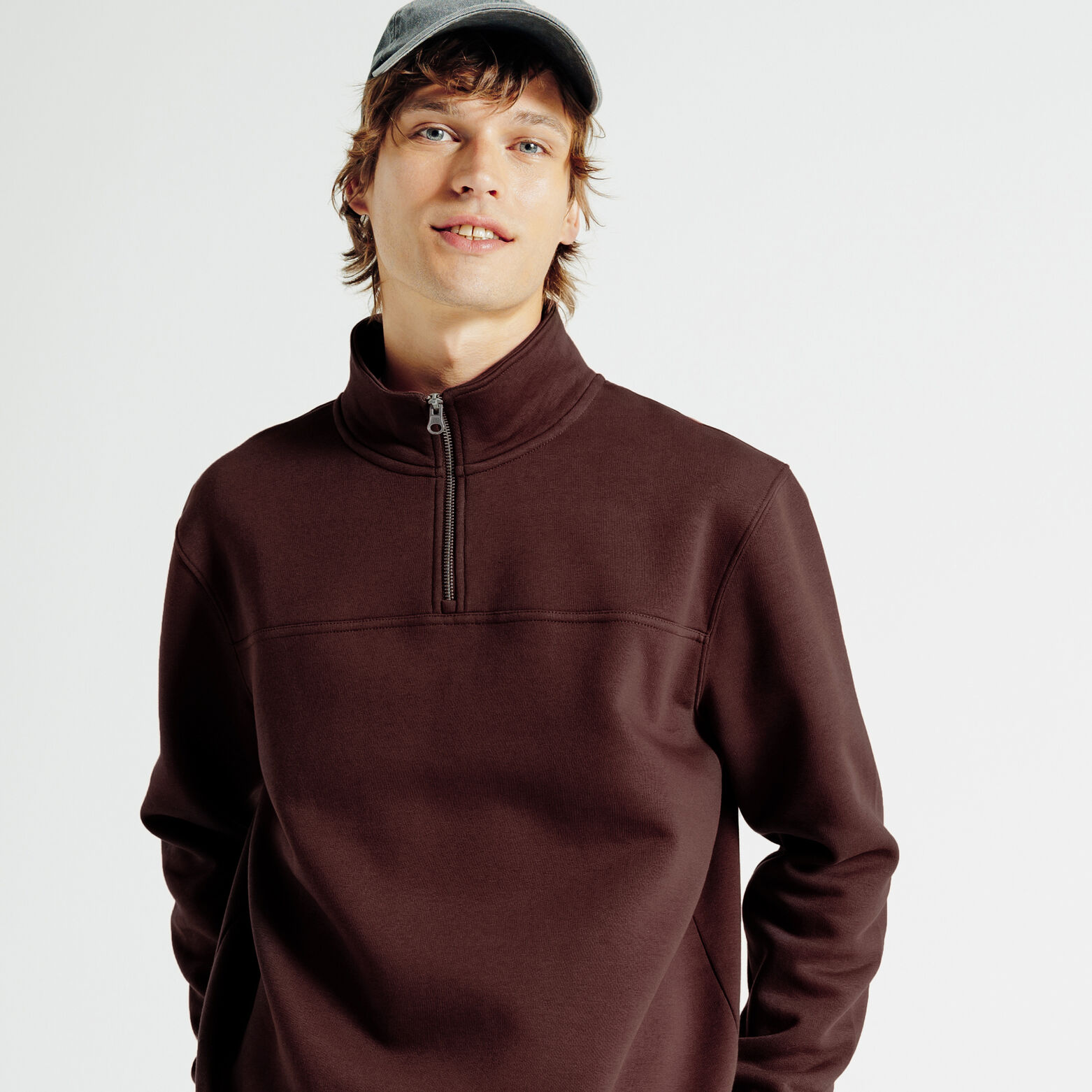 Effen sweater met opstaande ritskraag