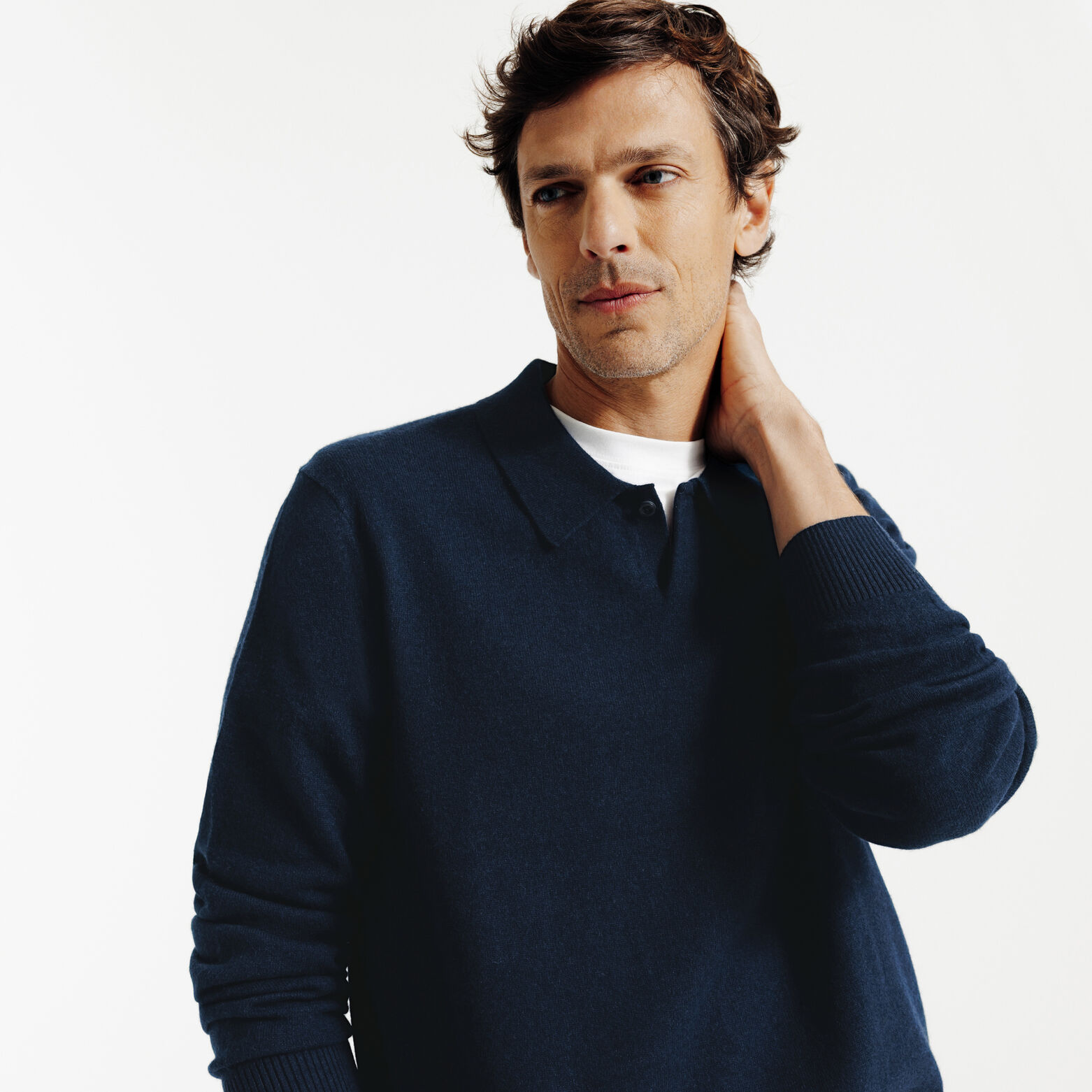 Tricot polo in merinos kasjmier