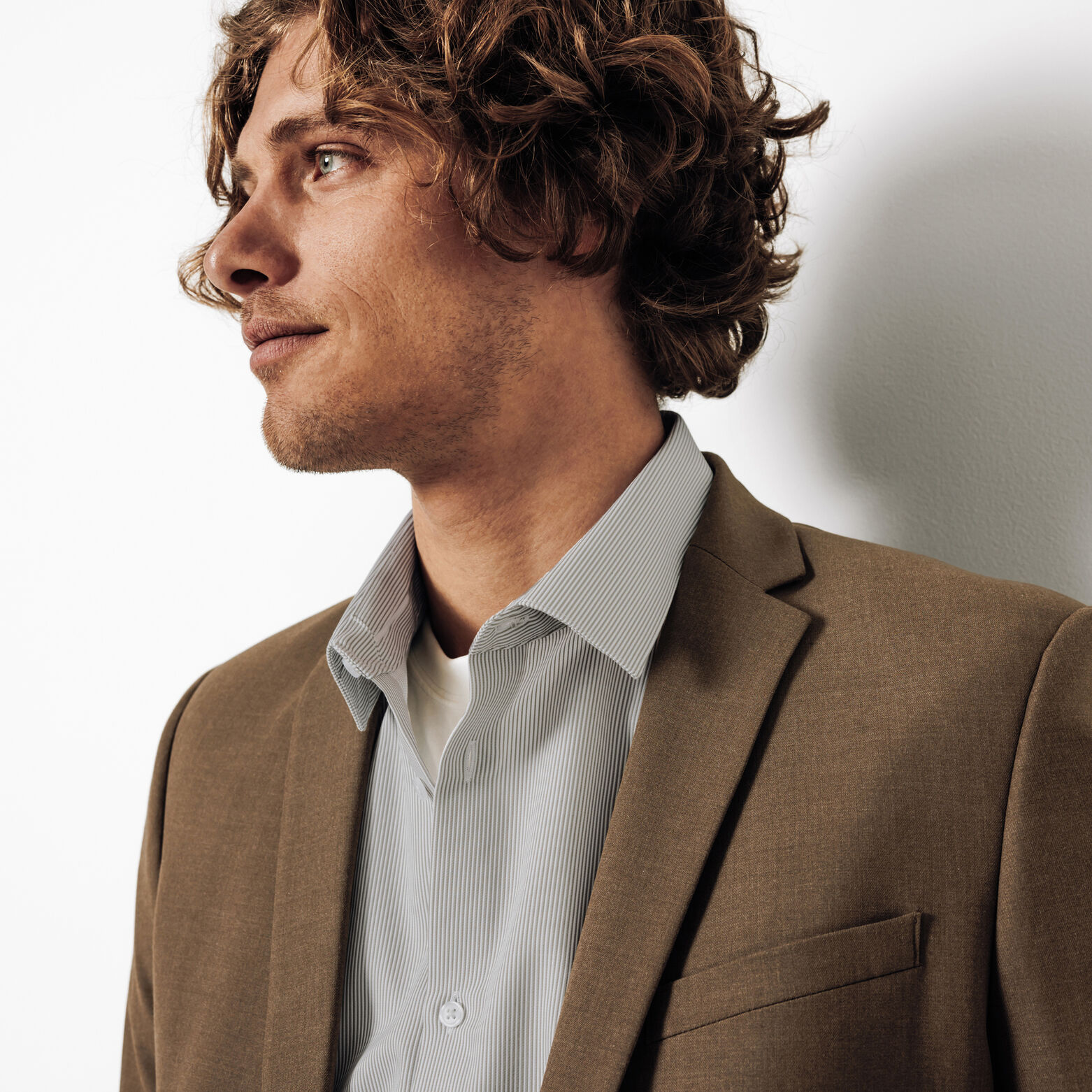 Chemise sans repassage en coton ray&eacute;e regular