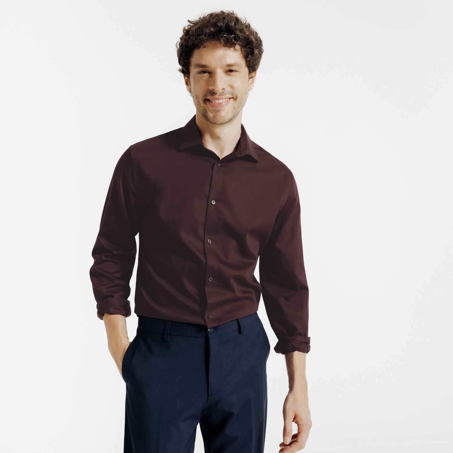 Chemise sans repassage en coton unie slim