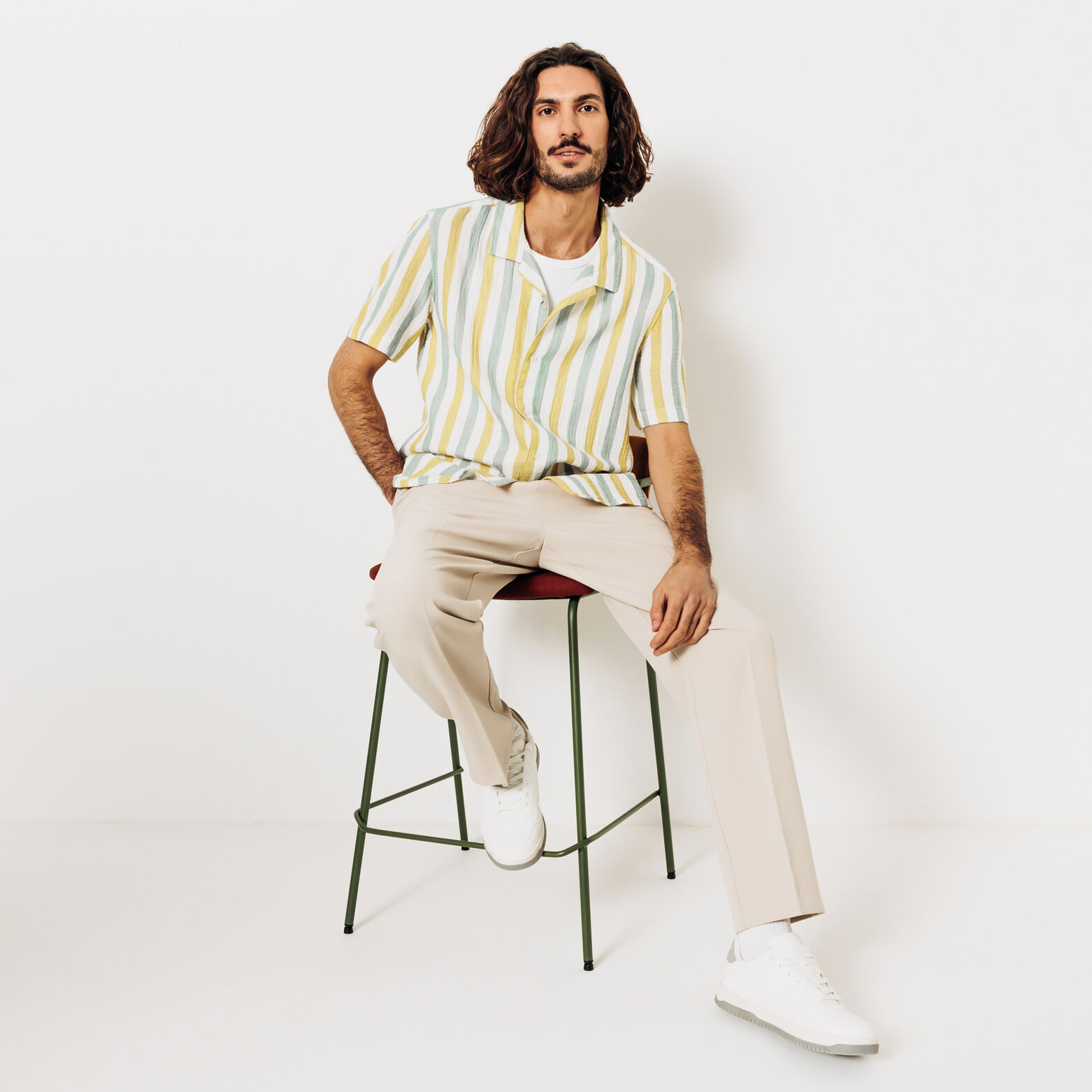 Chemisette en gaze de coton ray&eacute;e