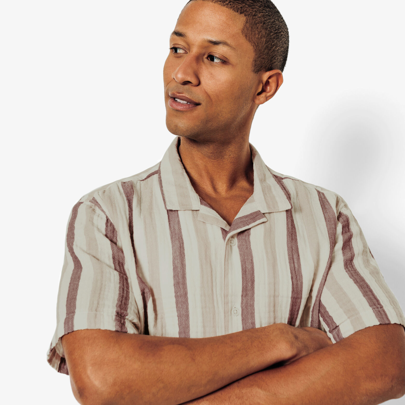 Chemisette en gaze de coton ray&eacute;e