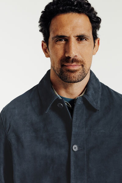 Blouson en cuir col chemise